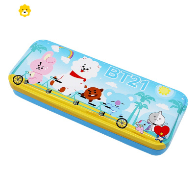 喻娄双层铁文具盒大容量简约小学生儿童笔盒卡通男女铅笔盒收纳盒笔袋