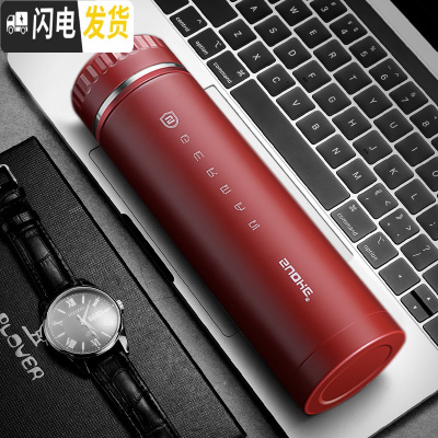 三维工匠不锈钢保温杯男大容量男士便携水杯子创意个性潮流泡茶杯刻字 罗马红450-免费刻字