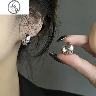 JiMi冷淡风银色金属水滴耳扣气质轻奢高级感耳环精致百搭清冷感耳钉女