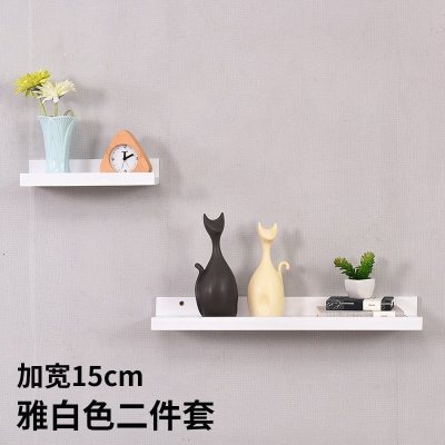 家柏饰(CORATED)客厅墙上置物架卧室壁挂电视背景墙装饰架一字实木板简约现代书架 雅白色两件套