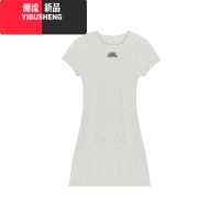 YIBUSHENG小个子辣妹性感紧身季2024新款花灰色修身显瘦短袖包臀连衣裙女