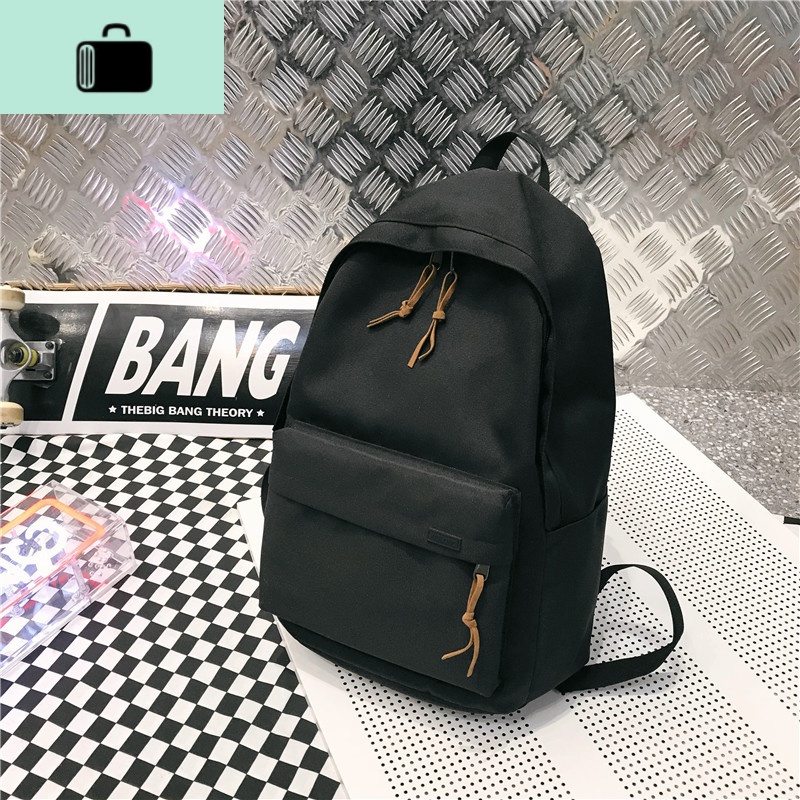 书包男时尚潮流帆布双肩包女高中大学生休闲简约休闲旅行电脑背包NEW LAKE 黑色