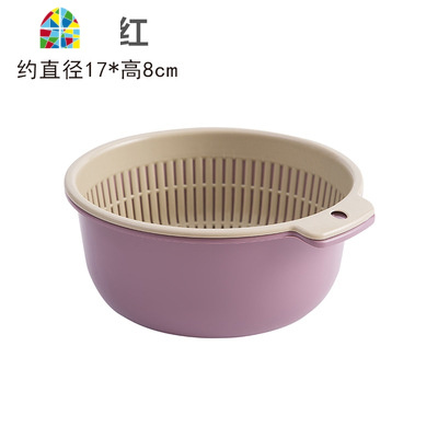 双层洗菜盆塑料漏盆厨房洗菜篮子蔬菜洗水果篮沥水盆果蔬篮 FENGHOU 小号灰蓝