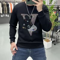 欧洲站秋季新款字母卫衣烫钻长袖T恤男士个性潮牌圆领T上衣打底衫