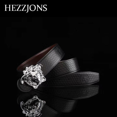 赫泽琼斯HEZZJONS手工镶钻铜扣腰带进口纯牛皮真皮裤腰带时尚潮流美人头板扣皮带潮男腰带软皮皮带