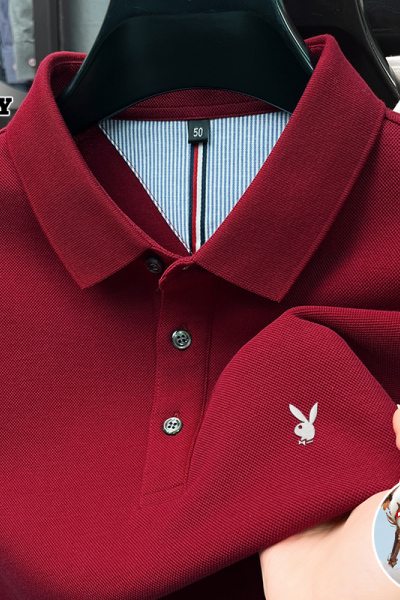 花花公子男士长袖t恤喜爸爸春秋装上衣服红色婚宴结婚礼服POLO衫