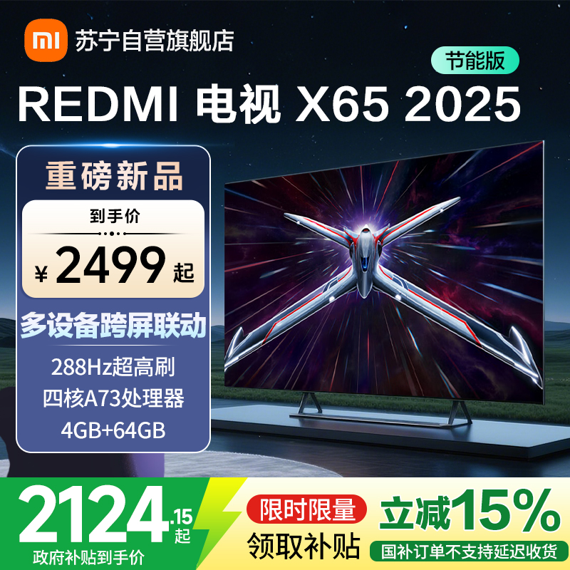 小米电视REDMI电视X65 2025款 65英寸节能版 288Hz高刷 4GB+64GB L65RB-RXE
