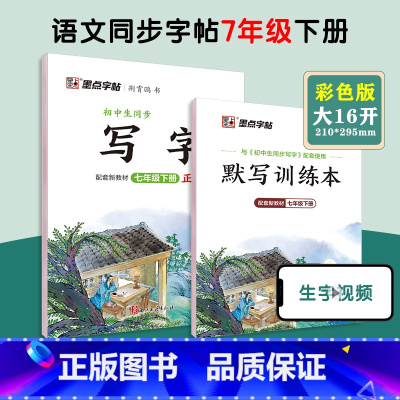 [语文同步写字课]7年级下册(送默写训练本) 国一/初中一年级 [正版]墨点字帖国一上册英语字帖外研版英语意大利斜体练字