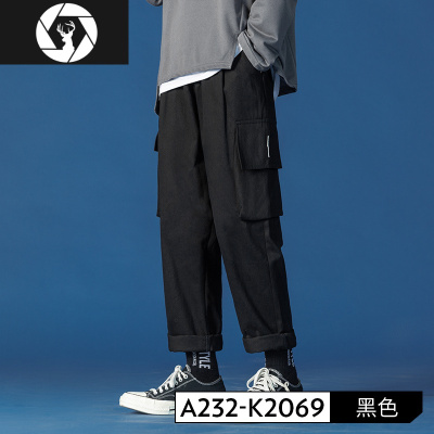 HongZun工装裤子男士秋冬季韩版潮流宽松直筒阔腿裤加绒加厚潮牌休闲长裤工装制服