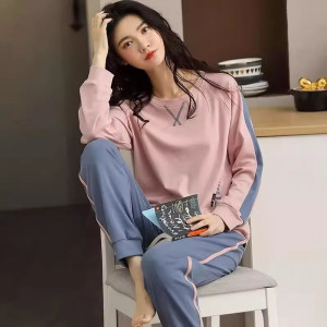 睡衣女士2024新款春秋款纯棉长袖甜美卡通猫可外穿家居服套装