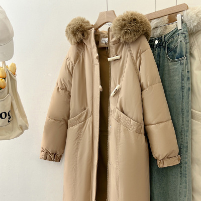 羽绒棉服女中长款冬季新款时尚韩版设计感大毛领加厚过膝洋气外套