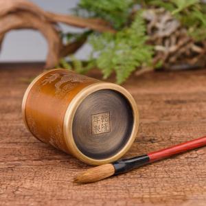 美帮汇笔筒复古 龙凤呈祥笔筒铜文房用品笔桶办公室书房桌收纳