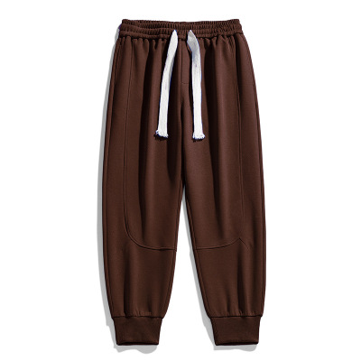2025秋冬款新款男士休闲裤日系潮牌抽绳纯色束脚裤宽松运动长裤子