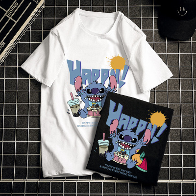 北极绒短袖T恤圆领潮流t恤打底衫2021夏季大码纯棉新款短袖T恤男宽松体恤印花情侣款百搭