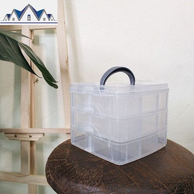 3层18格大容量塑料透明简约耳钉耳环饰品耳饰首饰收纳盒整理盒子 三维工匠