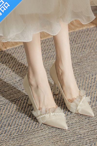 SUNTEK法式高跟鞋礼服鞋伴娘鞋平时可穿不累脚仙女风约会细跟主婚纱婚鞋