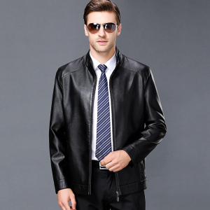 免费试穿 专柜正品2025春秋季防风防水海宁真皮皮衣男士绵羊皮中年休闲皮外套棒球领皮夹克男机车单皮加绒外套大码爸爸装