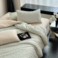 复古美式风加厚秋冬季保暖全棉四件套纯棉磨毛被套床单床笠三件套_296