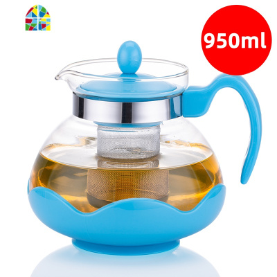 可高温大容量玻璃冷水壶夏季凉水杯耐热凉白开水壶防爆家用套装 FENGHOU 忆江南1280ml一壶四杯+简易盘凉水壶