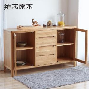森美人北欧全实木餐边柜北美橡木餐厅碗柜储物柜简约现代两酒柜 餐边柜-付款后50天（1350*400*790mm）双门