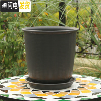 三维工匠加厚防陶瓷花盆绿萝吊兰专用大号塑料盆创意 个性北欧简约带托盘 A款深灰色 中等花盆容器