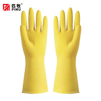 匹牧 PM-ST-G063 乳胶手套 天然乳胶黄色清洁浸绒*S码68g 12双/打 单位:双(单双不发货)
