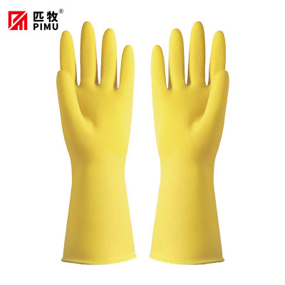 匹牧 PM-ST-G063 乳胶手套 天然乳胶黄色清洁浸绒*S码68g 12双/打 单位:双(单双不发货)