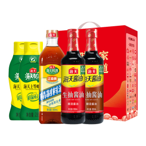 (礼盒)海天生抽酱油500ml+海天老抽酱油500ml+海天精制料酒800mL+海天上等蚝油235g*2