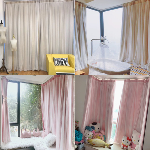 美帮汇全遮光蕾丝北欧布料公主风现代简约卧室飘窗定制窗帘成品