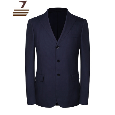 NEWLAKE新款上班男西服上班套装商务休闲后中开衩藏兰条纹二扣西装