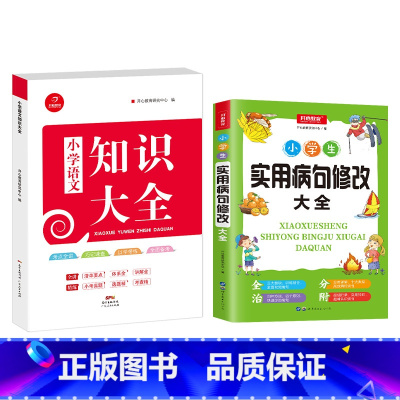知识大全+病句修改共2册 [正版]小学语文知识大全小学生实用病句修改大全小考真题讲练结合三四五六年级小学适用语文基础知识