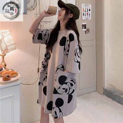 专注品质-夏季新款短袖女装ins潮闺蜜装韩版学生大码宽松200斤中长款T恤女运动T恤瑞希罗