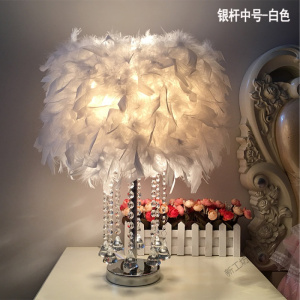 苏宁放心购 创意水晶羽毛台灯遥控调光卧室床头灯生日婚庆装饰简约小台灯