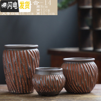 三维工匠老桩花盆陶罐陶瓷复古老庄法师粗陶创意中国风肉肉大号多肉小花盆 DL手造-05组合3个 大花盆容器