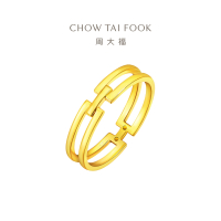 周大福珠宝首饰几何戒指足金黄金戒指计价 (工费:220元)F224376精选D七夕礼物