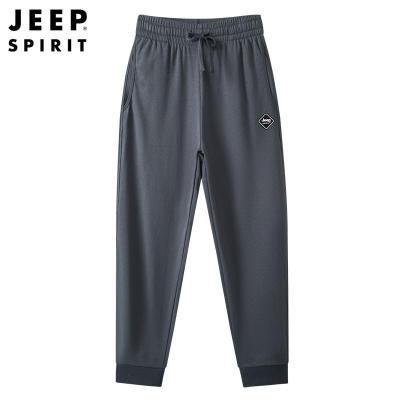 JEEP吉普男士新款潮流棉束脚运动裤子卫裤棉质直筒休闲裤