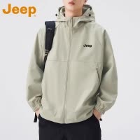 JEEP吉普春季冲锋夹克外套男士宽松新款户外防风潮流休闲衣服男装