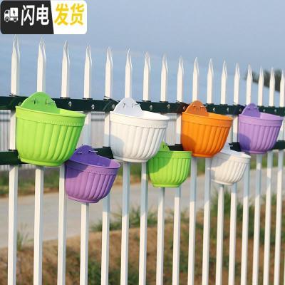 三维工匠简约塑料绿萝多肉吊盆挂盆 垂吊花盆壁挂式花盆 悬挂式吊篮盆 粉红色6个(配挂钩) 特大[口长24.5CM花盆容器