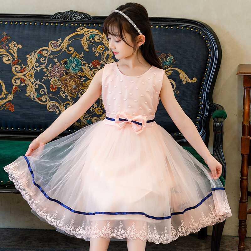 裙子2022新款中大童园领小女孩蕾丝裙学生洋气公主裙夏季淑女蓬蓬裙