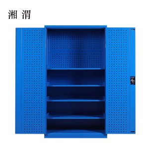 湘渭工具柜加厚铁皮储物柜工厂车间用带抽屉汽修多功能收纳柜通门带网柜蓝色