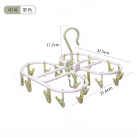 家柏饰(CORATED)圆盘多夹子晒袜晾衣夹宝宝衣架宿舍用学生袜子挂钩内衣架 茶色[中号]20夹 1个