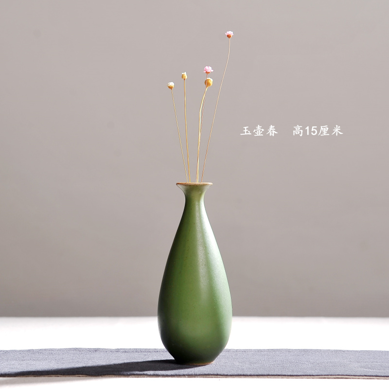 创意粗陶小花器陶瓷花瓶搭配日式茶道花插简约台面装饰摆件 三维工匠 鼓瓶(高11厘米)