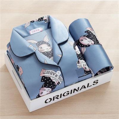 睡衣女春秋季冰丝长袖韩版可爱两件套装可外穿性感春夏加大家居服威珺