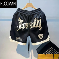 HLCOMAN美式篮球短裤男夏季薄款训练运动五分裤刺绣宽松四分中裤