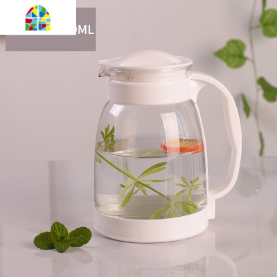 冷水壶大容量玻璃可高温凉白开水杯茶壶套装家用果汁壶防爆凉水B, FENGHOU 黑色带茶滤(2000ML)