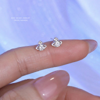 轻奢高级感璀璨星球耳钉女s999纯银时尚百搭超闪水钻足银锆石耳饰送女朋友老婆情人节七夕生日礼物