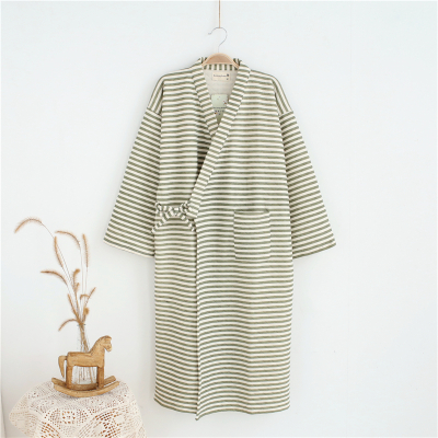 Ideamini秋冬季厚款棉空气层睡袍情侣日式男和服浴衣棉睡衣女开衫长睡裙