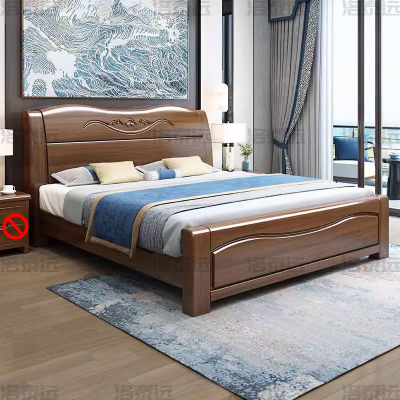 洛泰远 LTY4022919 胡桃木实木床1.8米双人床