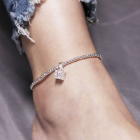 原创设计纯银脚链复古森系银饰个性饰品韩版学生简约银珠福字脚饰送女朋友老婆情人节七夕生日礼物