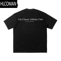HLCOMAN潮牌圆领短袖T恤oversize男装夏新款简约高级感百搭上衣痞帅
